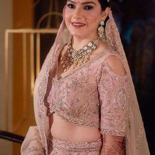 Instagram post preview — blush pink reception makeup