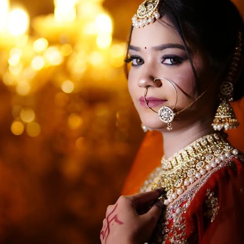 Instagram post preview — golden bokeh bridal glam